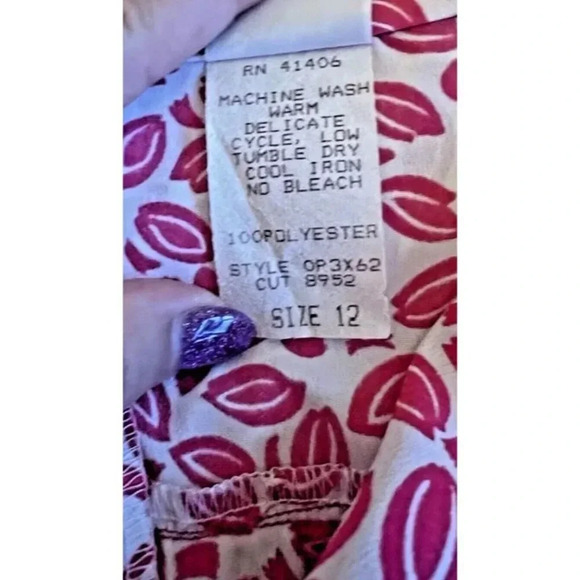 Rare‎ Vintage Petites By WILLI Sz 12 Pink Floral Spring Couture Midi Shirt Dress - Picture 10 of 10